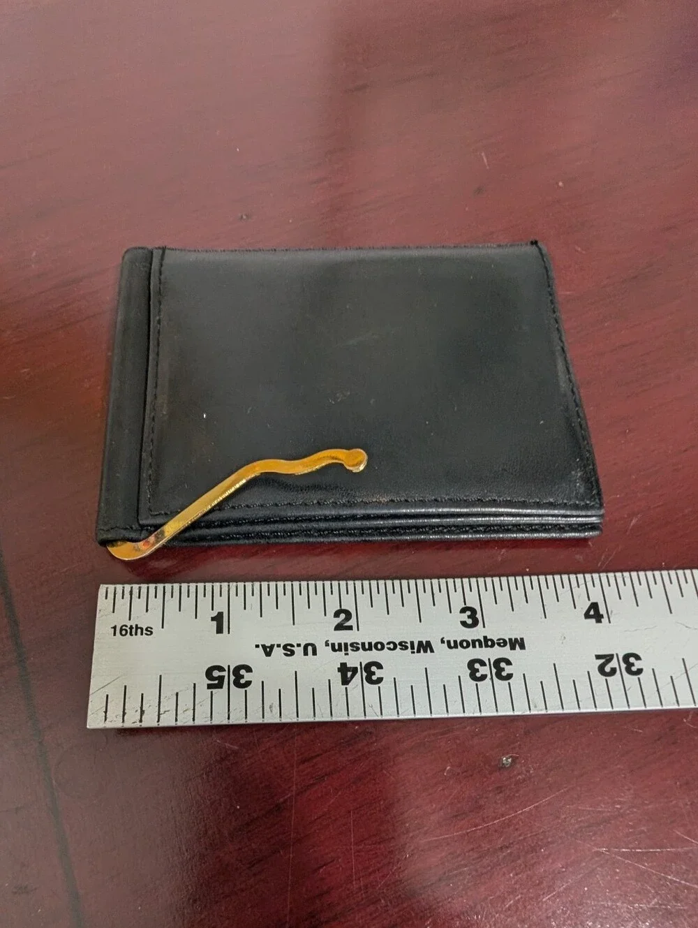 WIlsons Leather Experts Men's Wallet & Money Clip Gold Tone Trifold Black Unused